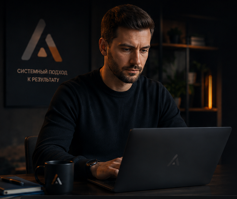 Специалист по продвижению на Авито работает за ноутбуком